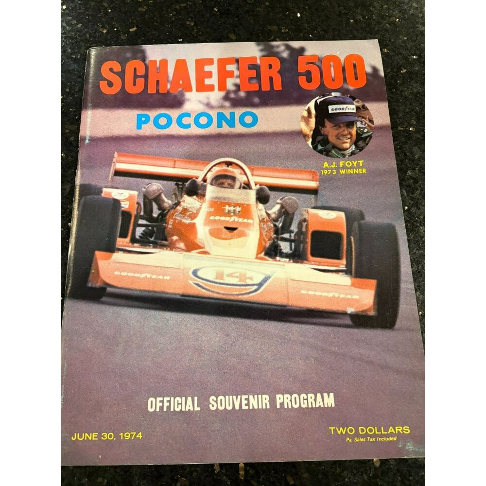 1974 IndyCar Race Program, Schaefer 500 at Pocono, AJ Foyt Cover - Picture 1 of 11